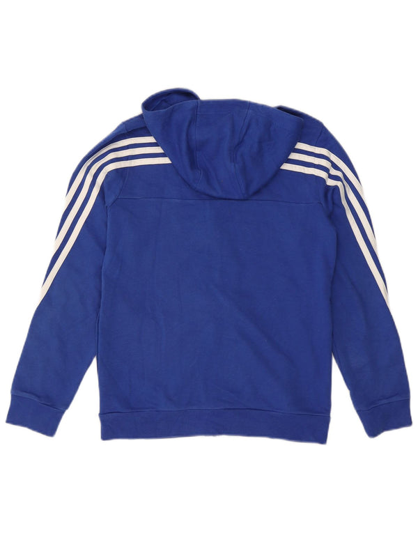 Adidas Jungen-Kapuzenpullover mit Reißverschluss, 11–12 Jahre, blaue Baumwolle