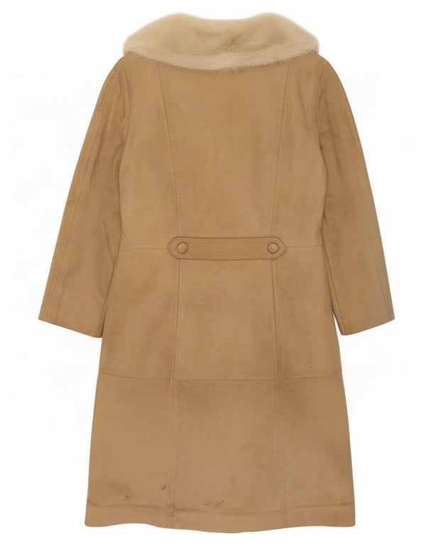 Vintage Damen Lammfellmantel UK 14 Medium Beige Leder