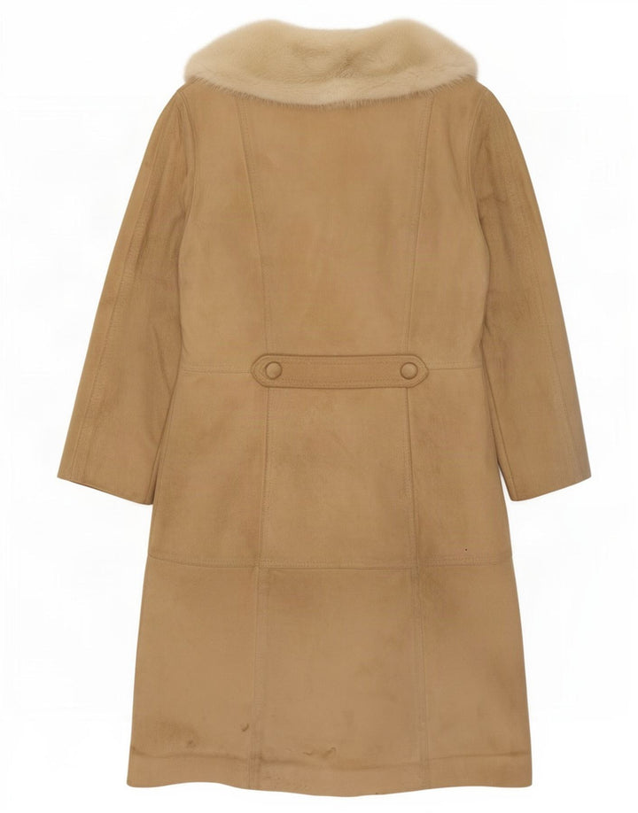 Vintage Damen Lammfellmantel UK 14 Medium Beige Leder