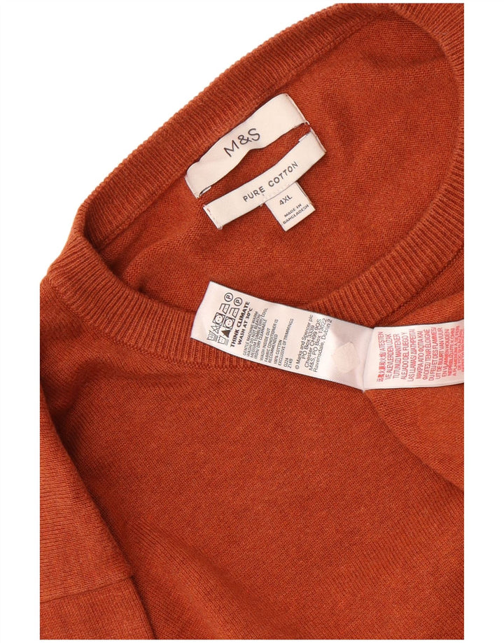 Marks & Spencer Herren-Pullover mit Rundhalsausschnitt, 4XL, braune Baumwolle