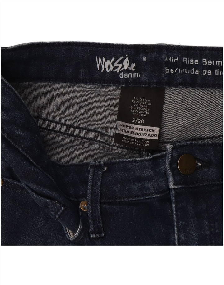 MOSSIMO Damen Mid Rise Bermuda Denim Shorts US 2 XS W26 Marineblaue Baumwolle