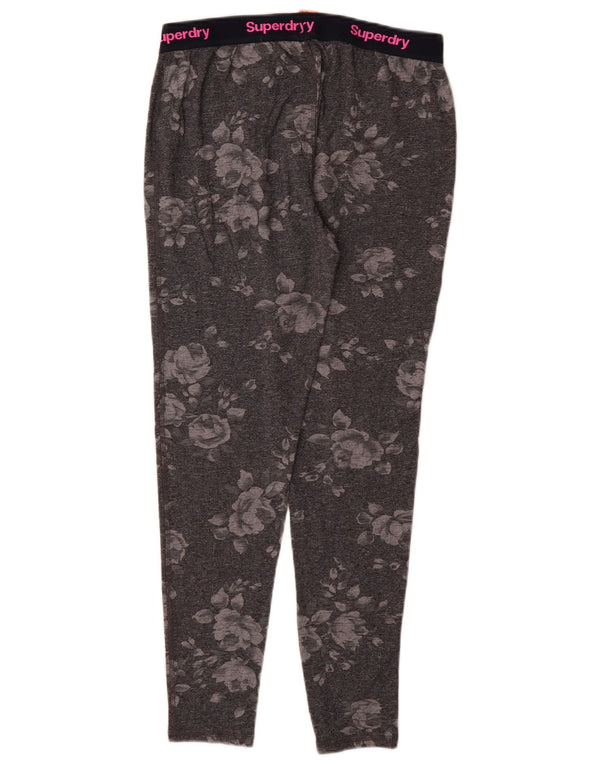 SUPERDRY Grafik-Leggings für Damen, UK 14, Größe L, grau, geblümt, Baumwolle