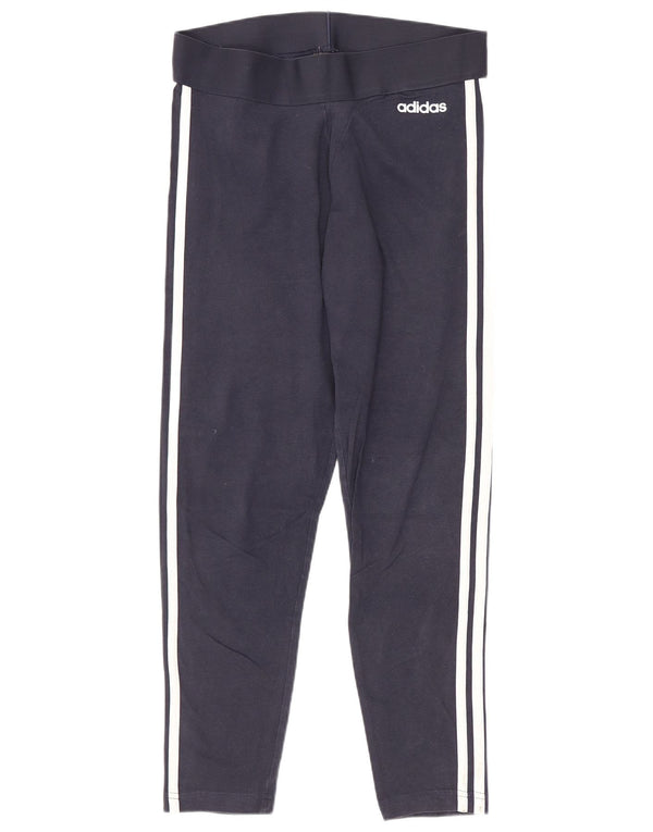 Adidas Damen Crop Leggings UK 12/14 Mittel Marineblau Baumwolle Sport