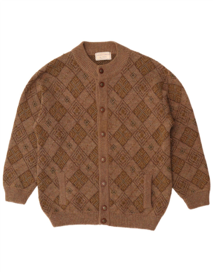 Angelo Greco Herren-Strickjacke von Simona, groß, braun, Argyle/Diamant