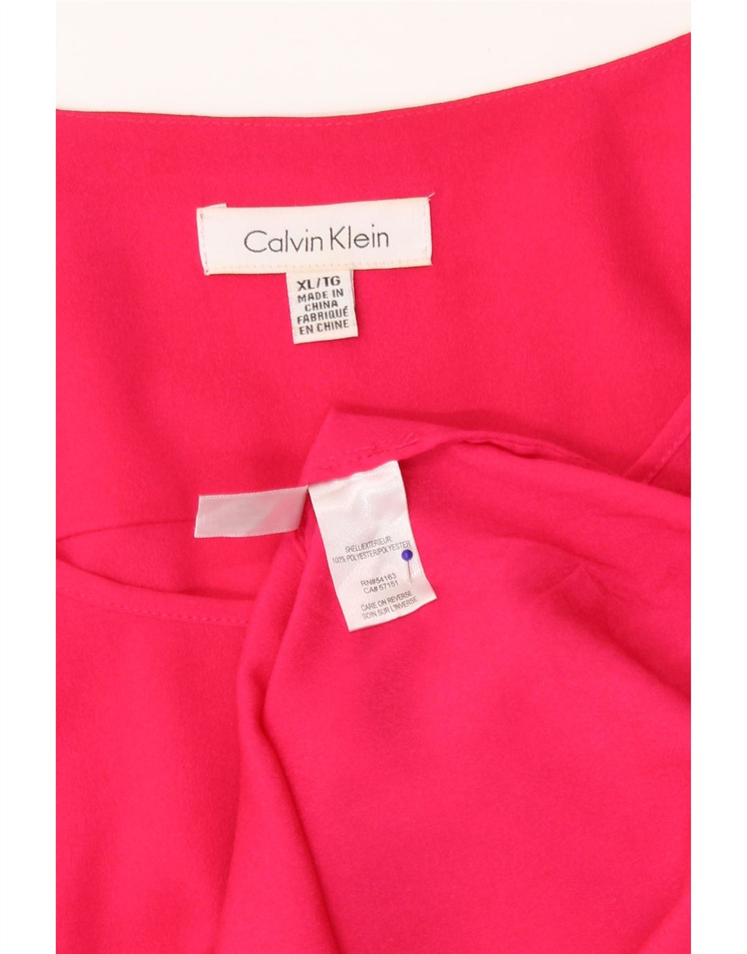 Calvin Klein Damen Langarm-Blusenoberteil UK 18 XL Rosa Polyester