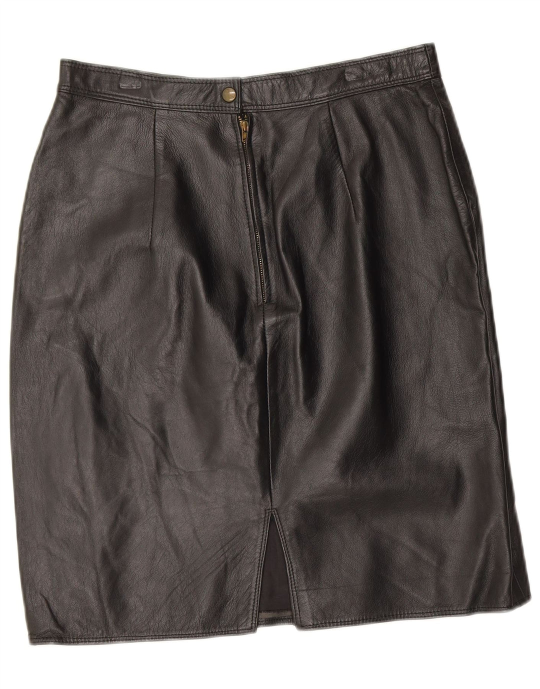 VINTAGE Damen Lederrock W30 Mittelschwarzes Leder