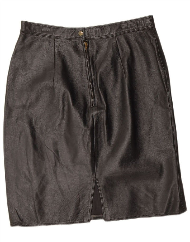 VINTAGE Damen Lederrock W30 Mittelschwarzes Leder