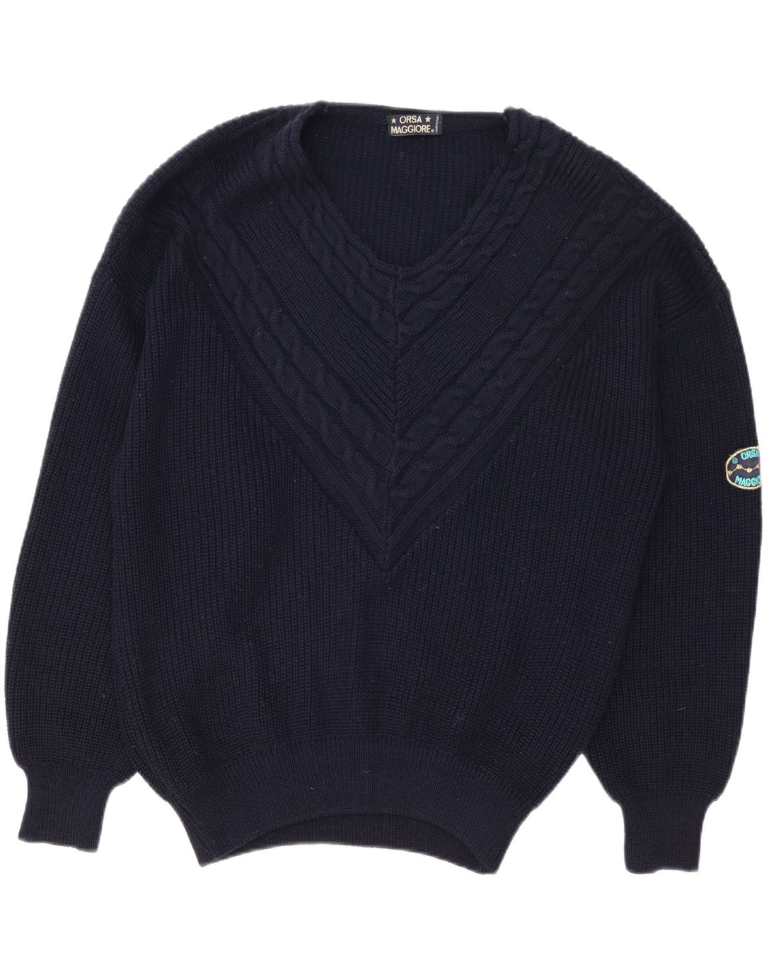 Vintage Herren Pullover mit V-Ausschnitt XL Marineblaue Wolle