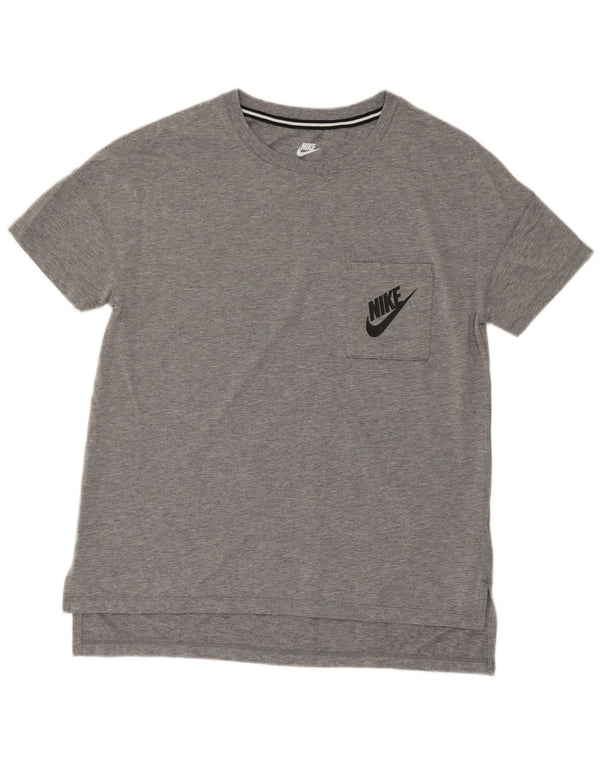 Nike Damen T-Shirt Top UK 14 Mittelgrau geflecktes Modal