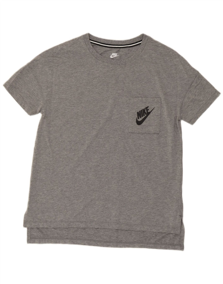 Nike Damen T-Shirt Top UK 14 Mittelgrau geflecktes Modal