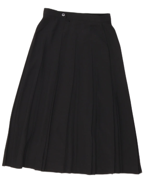 Marks & Spencer Womens High Waist Pleated Skirt UK 10 Small W26 L30 Black
