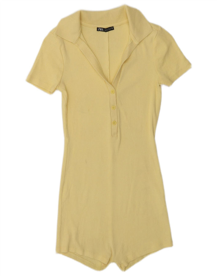 Kurzärmliger Playsuit für Damen von Zara, Gr. 8, Gelb