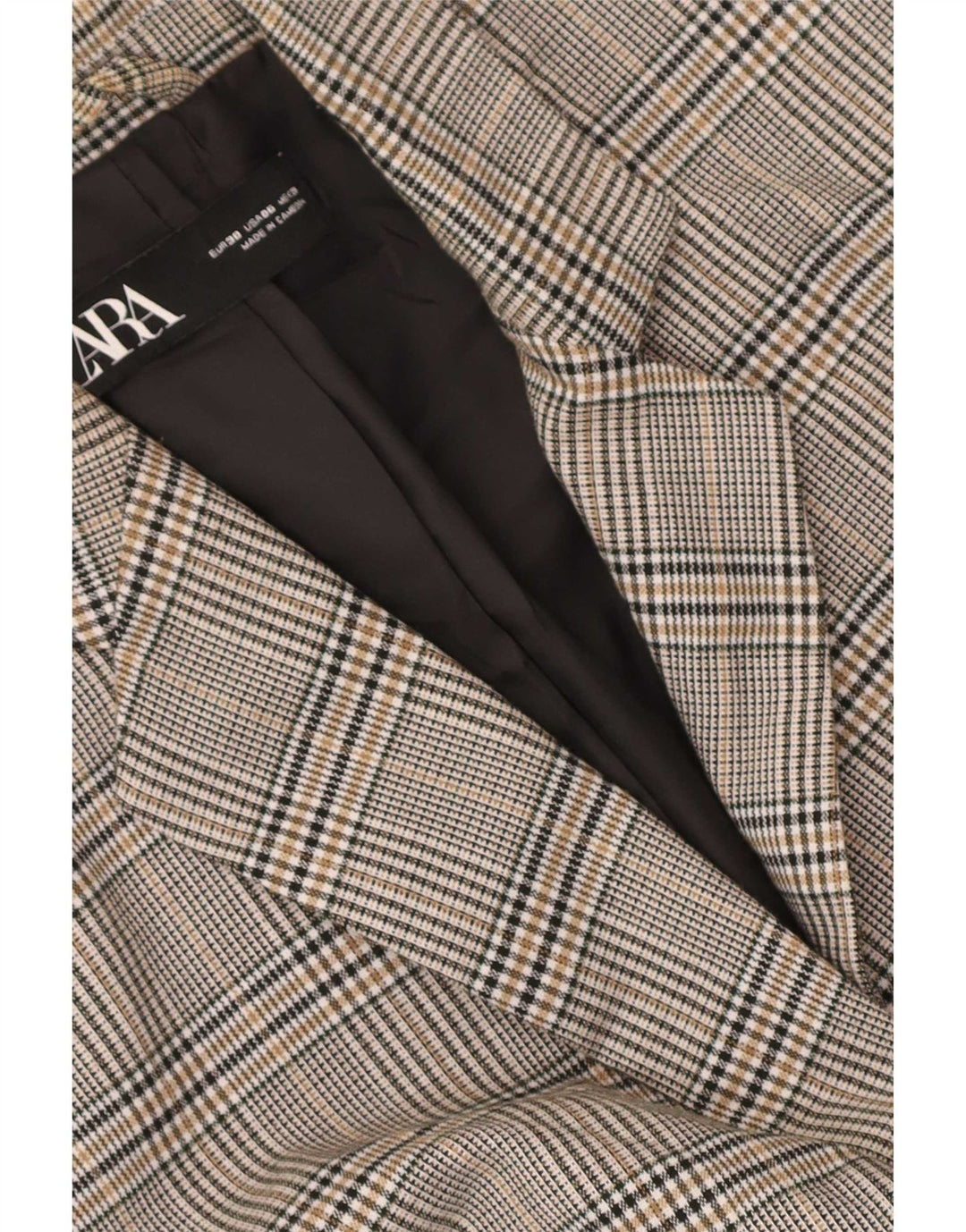 Zara Damen 1-Knopf-Blazerjacke EU 38 Kleiner grauer Hahnentritt