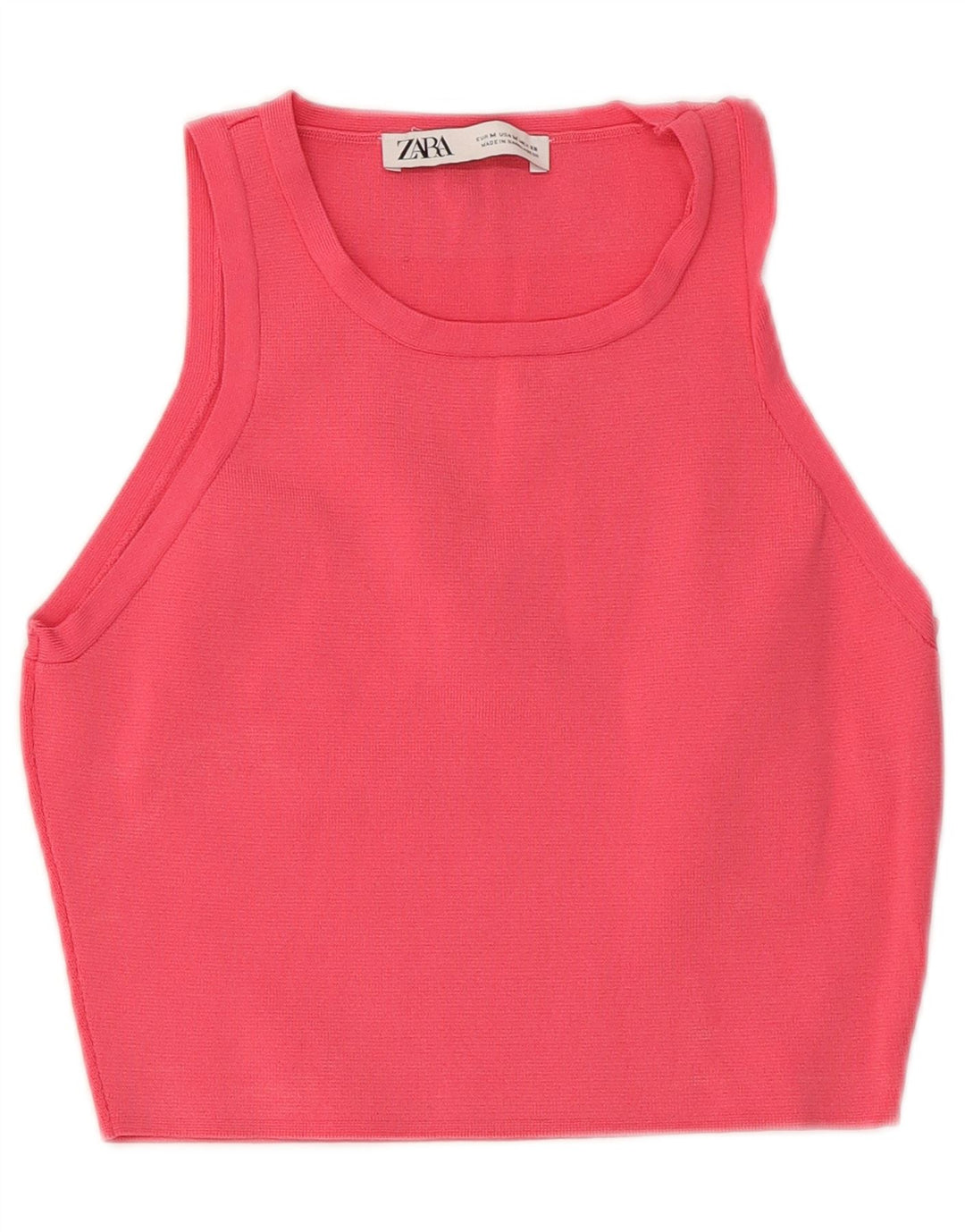Zara Damen Crop Vest Top UK 12 Mittelrosa Viskose