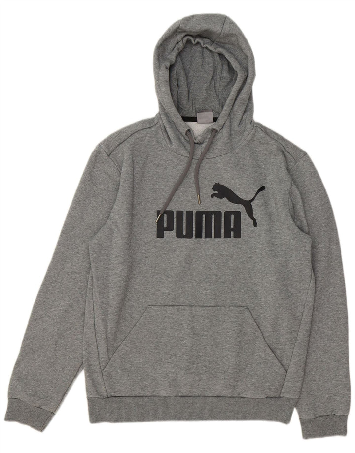 PUMA Mens Graphic Hoodie Jumper Medium Grey Cotton