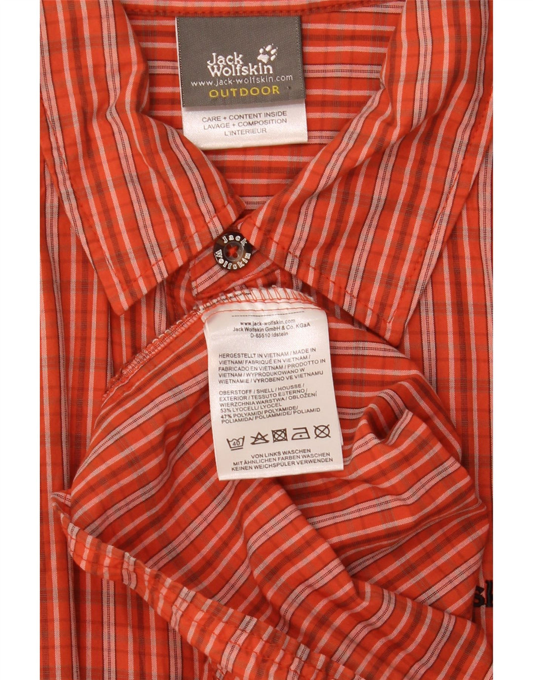 Jack Wolfskin Herren Kurzarmhemd XL Orange Check Lyocell