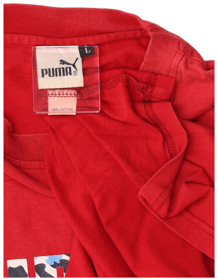 Puma Herren Grafik T-Shirt Top Große rote Baumwolle