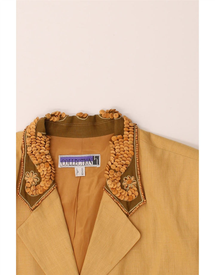 COLLECTION Womens 4 Button Blazer Jacket UK 14 Large Beige Linen Vintage Collection and Second-Hand Collection from Messina Hembry 