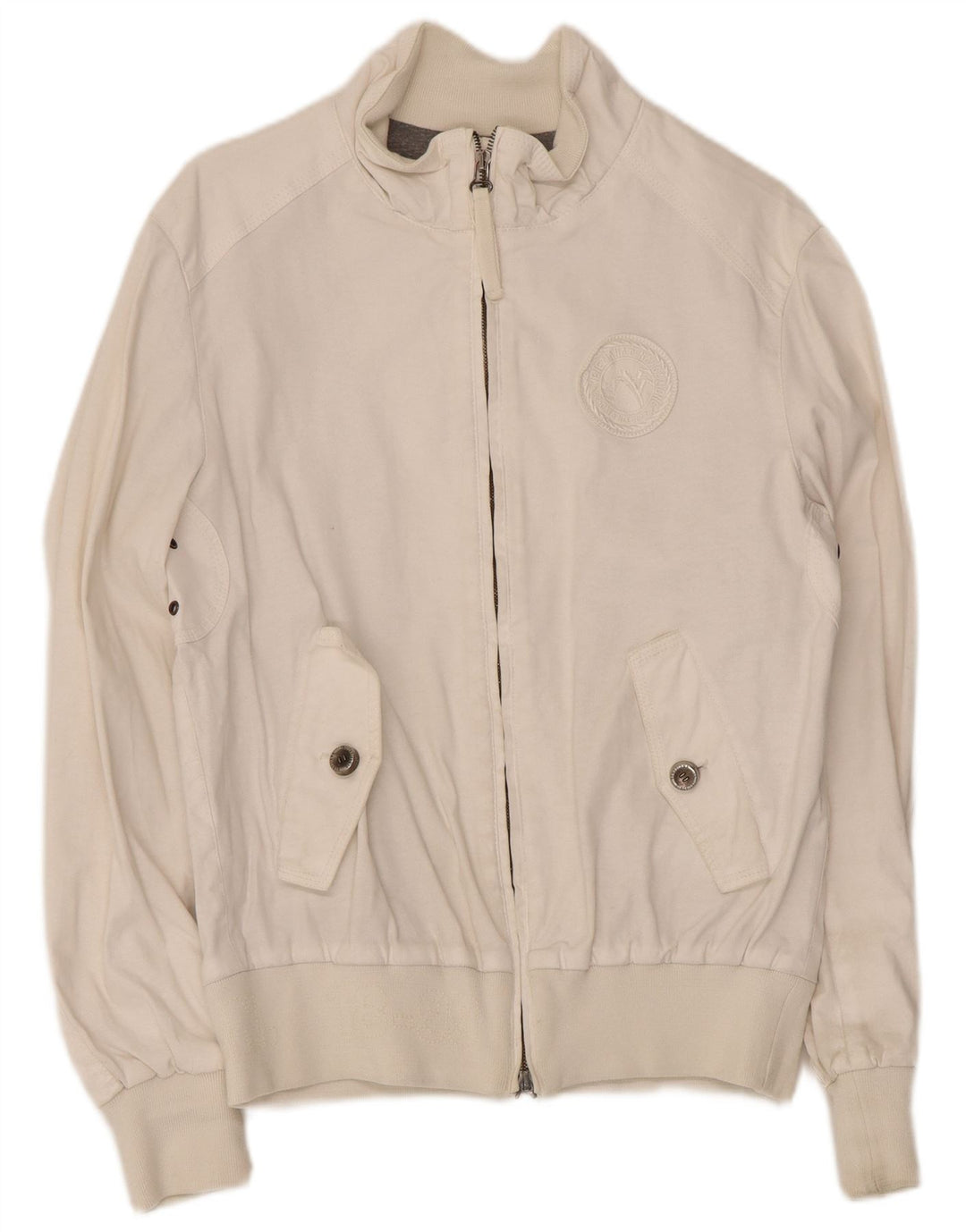 Vintage Herren Bomberjacke IT 46 Kleine weiße Viskose
