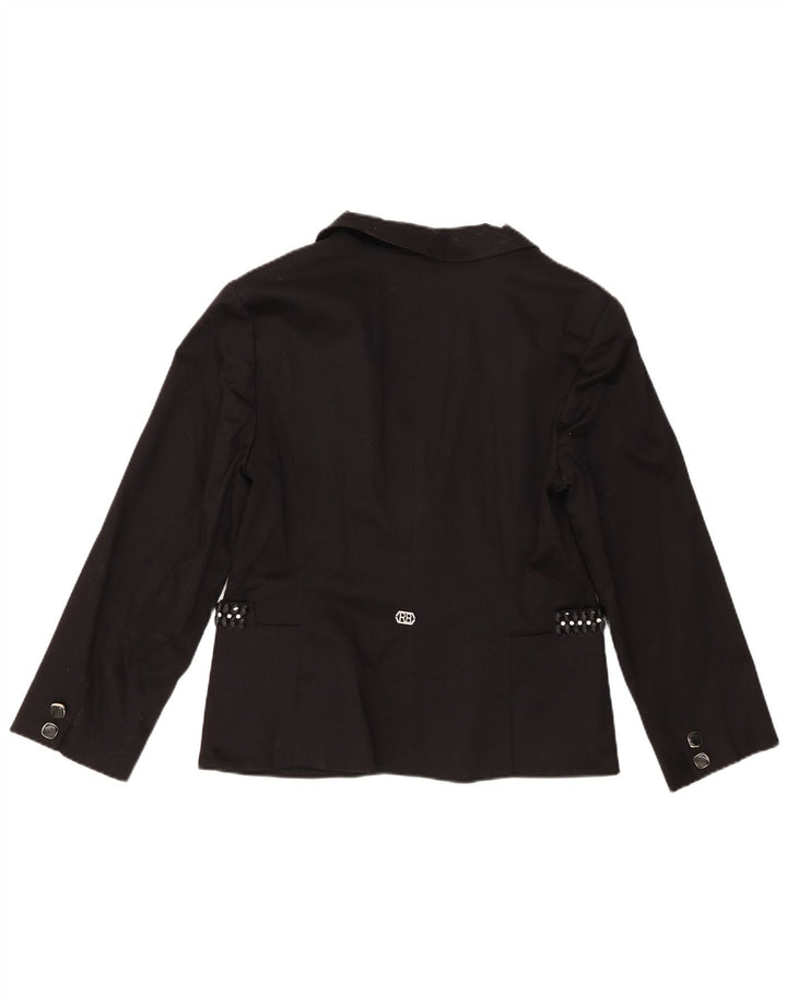 Roccobarocco Damen 2-Knopf-Blazerjacke IT 50 XL Schwarz Baumwolle