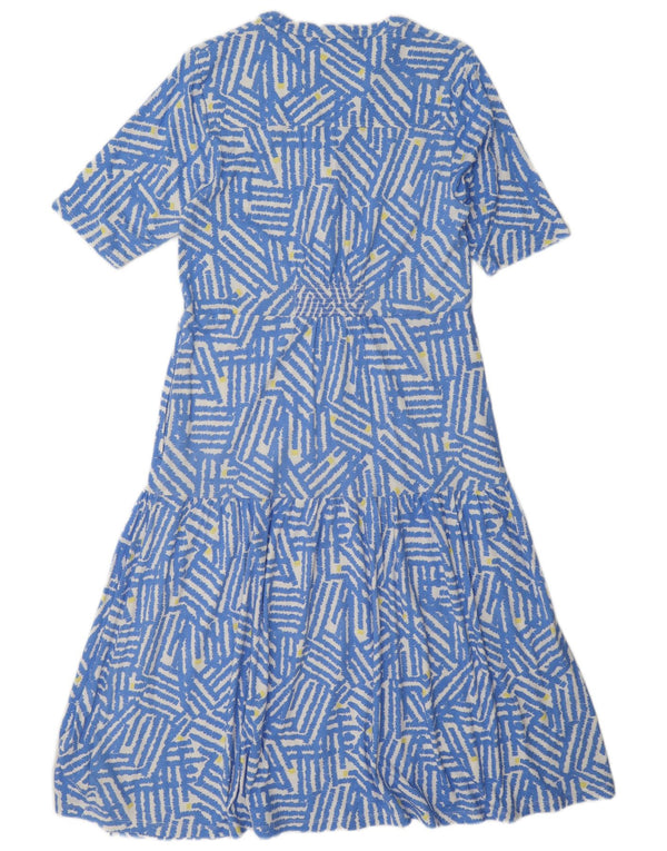 White Stuff Damen-Stufenkleid UK 12 Mittelblaues geometrisches Modal