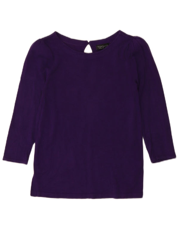 Topshop Damen Crop Top 3/4 Ärmel UK 10 Small Lila Viskose