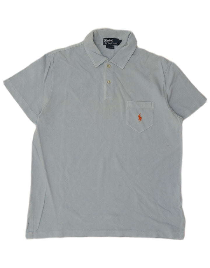POLO RALPH LAUREN Herren-Poloshirt mit individueller Passform, mittelblaue Baumwolle