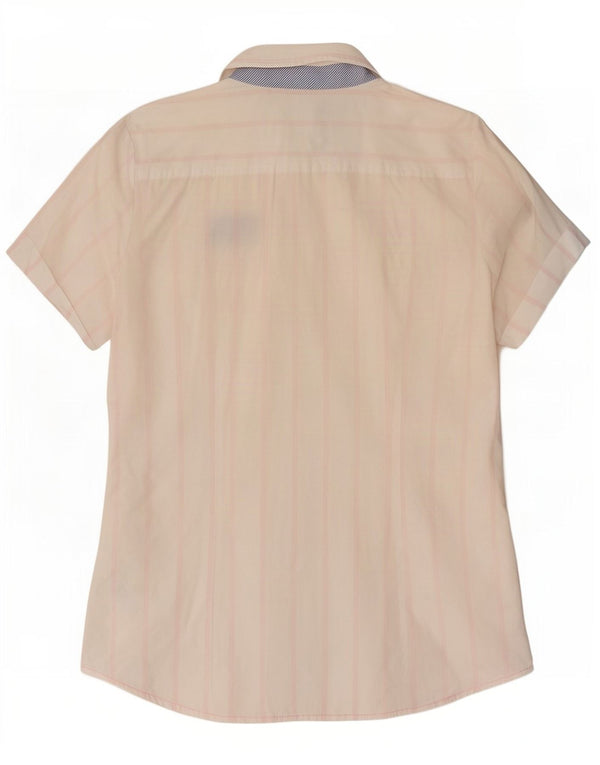 Tommy Hilfiger Damen Kurzarmhemd US 14 XL weiß gestreift aus Baumwolle
