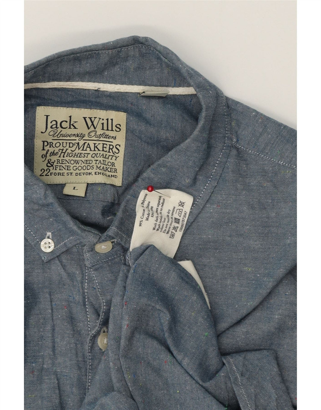 Jack Wills Herren-Kurzarmhemd, groß, aus blauer Baumwolle