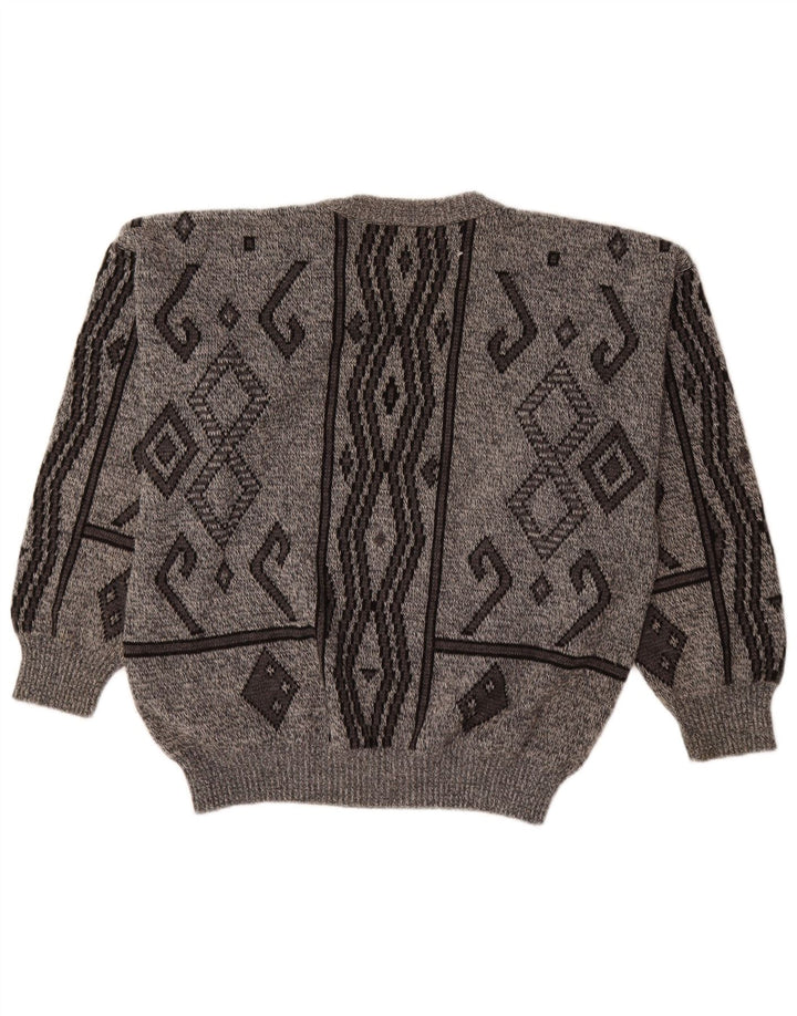 ANGELO LITRICO Herren-Pullover mit Rundhalsausschnitt, Gr. 52/54, groß, grau, geometrisch
