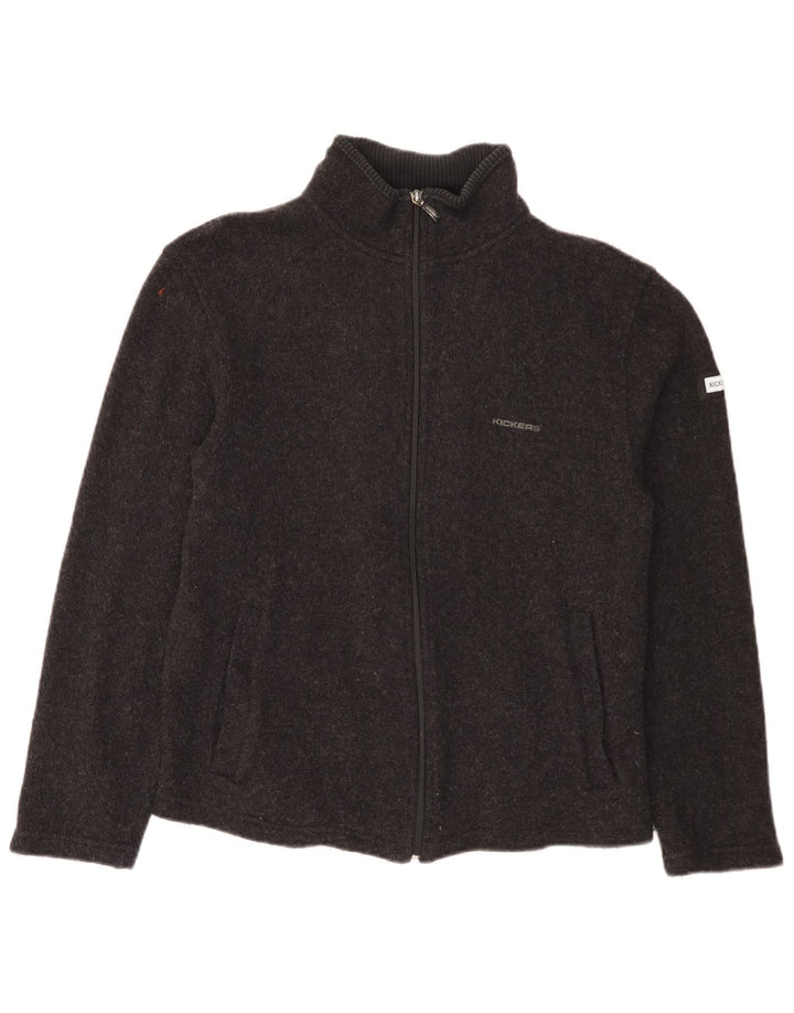 Kickers Damen-Cardigan-Pullover UK 14 Mittelgraue Wolle