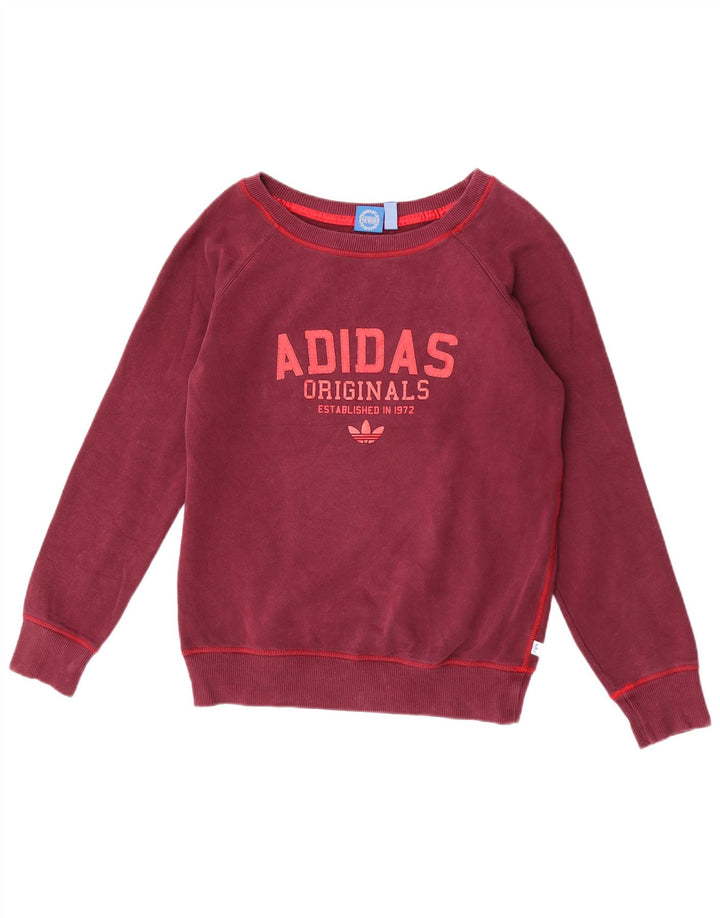 Adidas Damen Graphic Sweatshirt Pullover UK 12 Medium Burgund