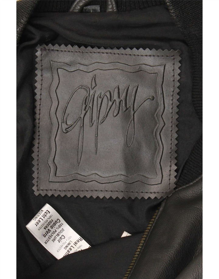 Gipsy Herren-Lederjacke, Größe 40, großes schwarzes Leder