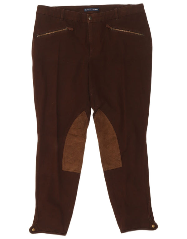 Slim-Freizeithose für Damen von Ralph Lauren, US 14, XL, W34, L27, Braun, Farbblock