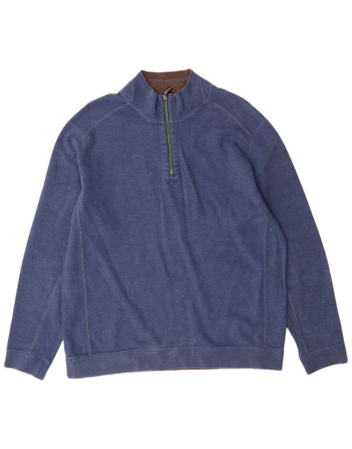 Tommy Bahama Herren-Sweatshirt mit Reißverschluss am Hals, Größe L, Blau