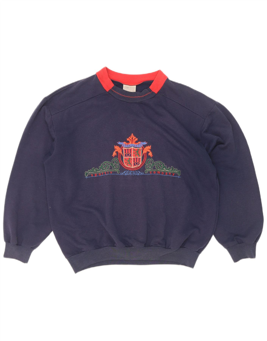 John Peter Damen-Sweatshirt-Pullover UK 16 Large Marineblau Farbblock