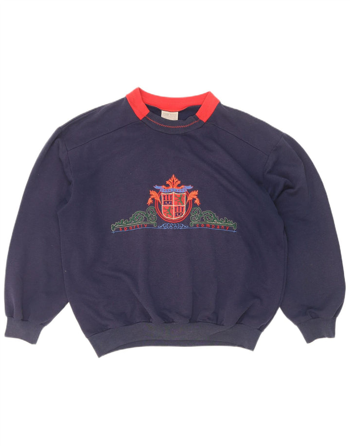 John Peter Damen-Sweatshirt-Pullover UK 16 Large Marineblau Farbblock