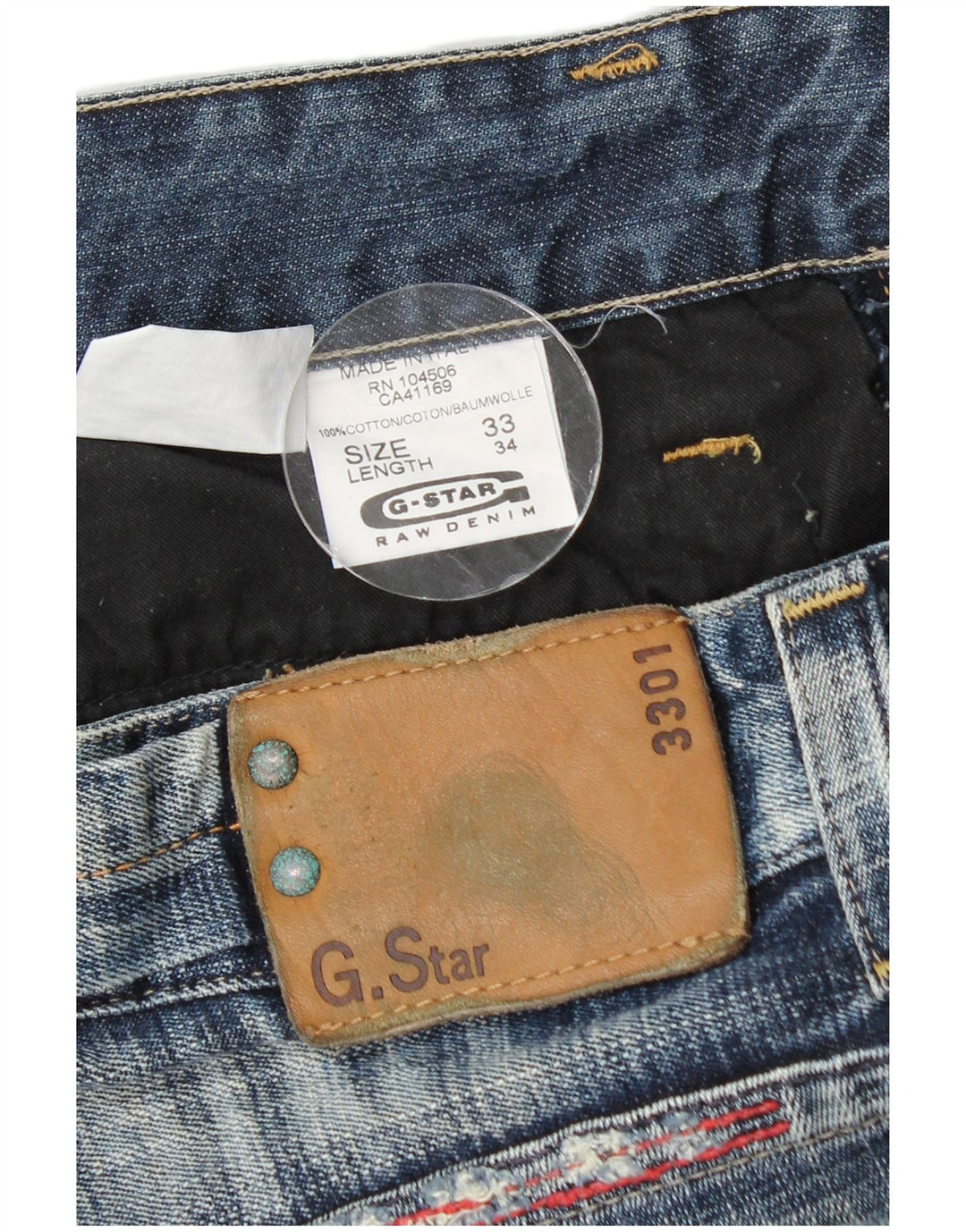 G-STAR Herren 3301 Distressed Straight Jeans W33 L34 Blaue Baumwolle