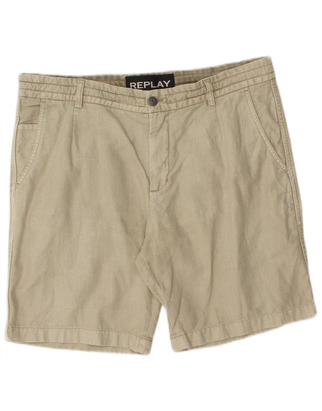 Replay Herren Chino-Shorts W34 Large Beige Baumwolle