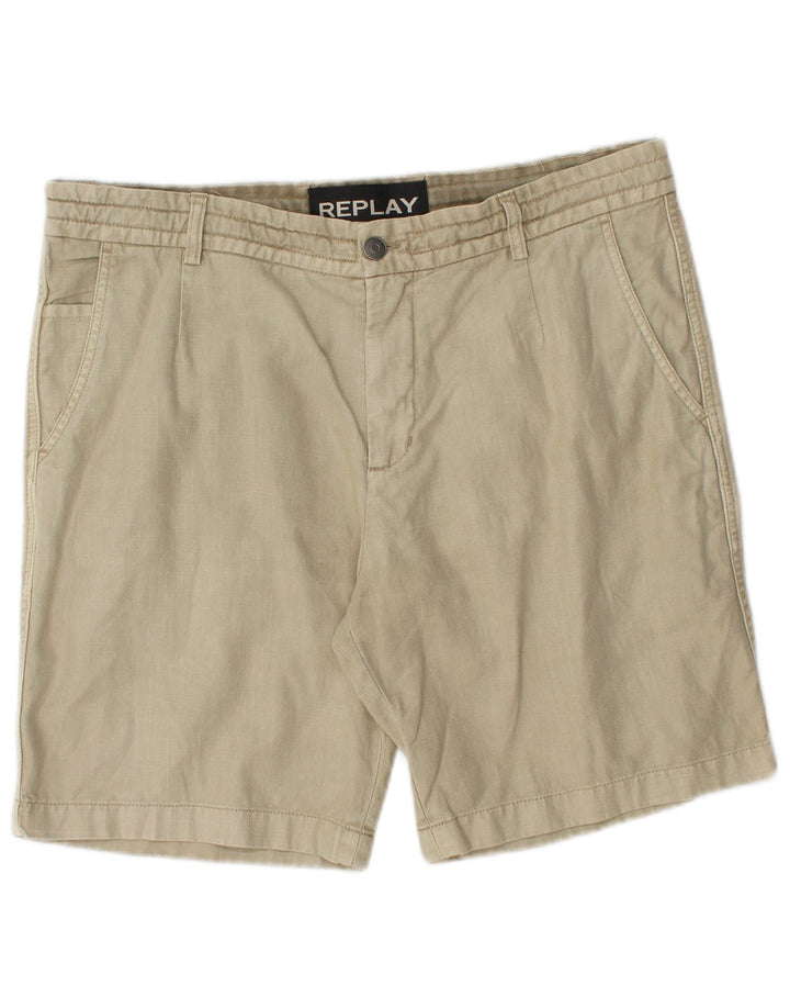 Replay Herren Chino-Shorts W34 Large Beige Baumwolle