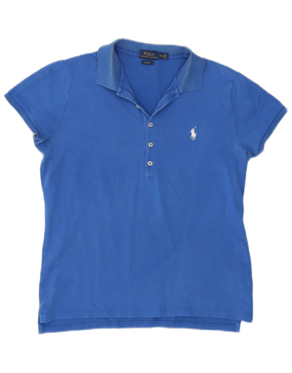 Polo Ralph Lauren Damen Slim Fit Poloshirt UK 14 Mittelblaue Baumwolle