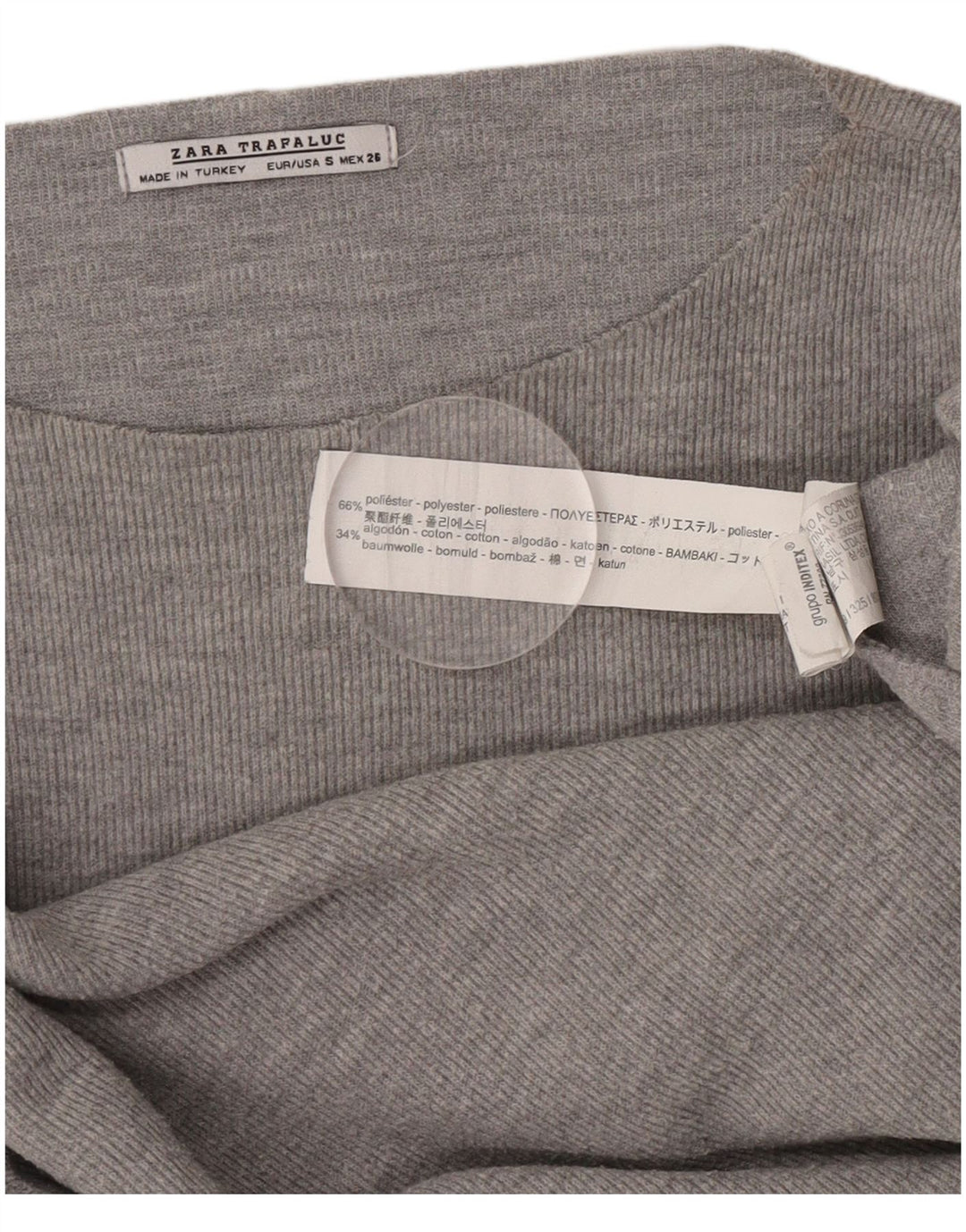 Zara Damen Trafaluc Übergroßes Top Langarm UK 10 Small Grau Polyester