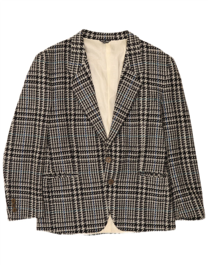 Tiglio Herren-Blazer mit 2 Knöpfen, IT 50, groß, graue Hahnentritt-Schurwolle