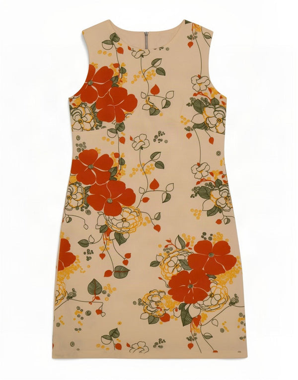 Diolen Loft Damen Etuikleid IT 44 Medium Beige Floral Synthetik