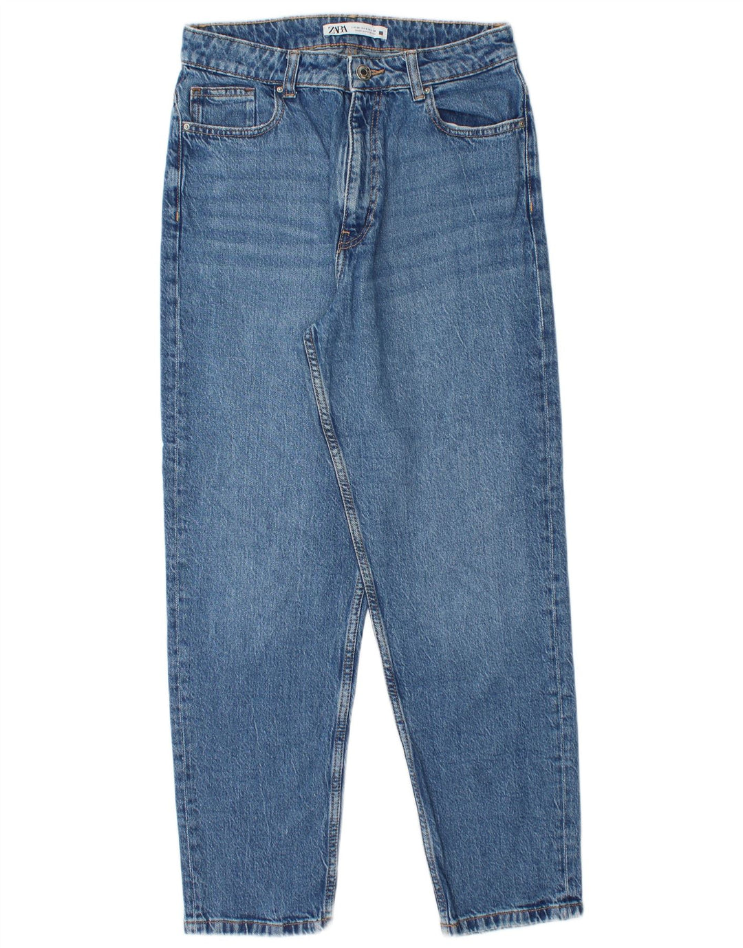 ZARA Damen High Waist Tapered Jeans EU 38 Small W28 L28 Blau