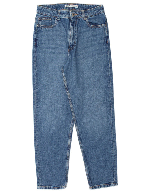 ZARA Damen High Waist Tapered Jeans EU 38 Small W28 L28 Blau
