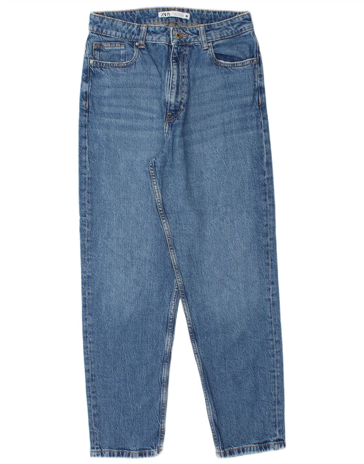 ZARA Damen High Waist Tapered Jeans EU 38 Small W28 L28 Blau