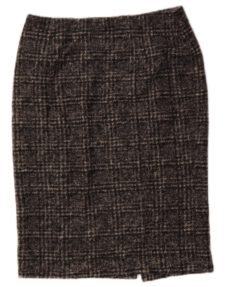 Trussardi Damen Bleistiftrock IT 42 Medium W30 Grau kariertes Polyester