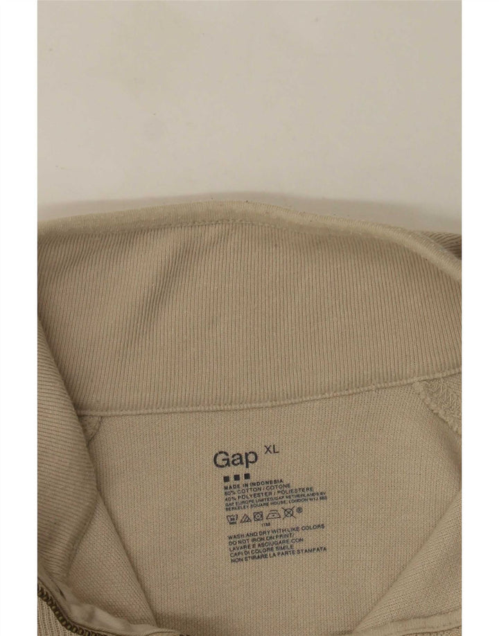 Gap Herren-Oberteil mit Reißverschluss, langärmlig, XL, Beige, Baumwolle