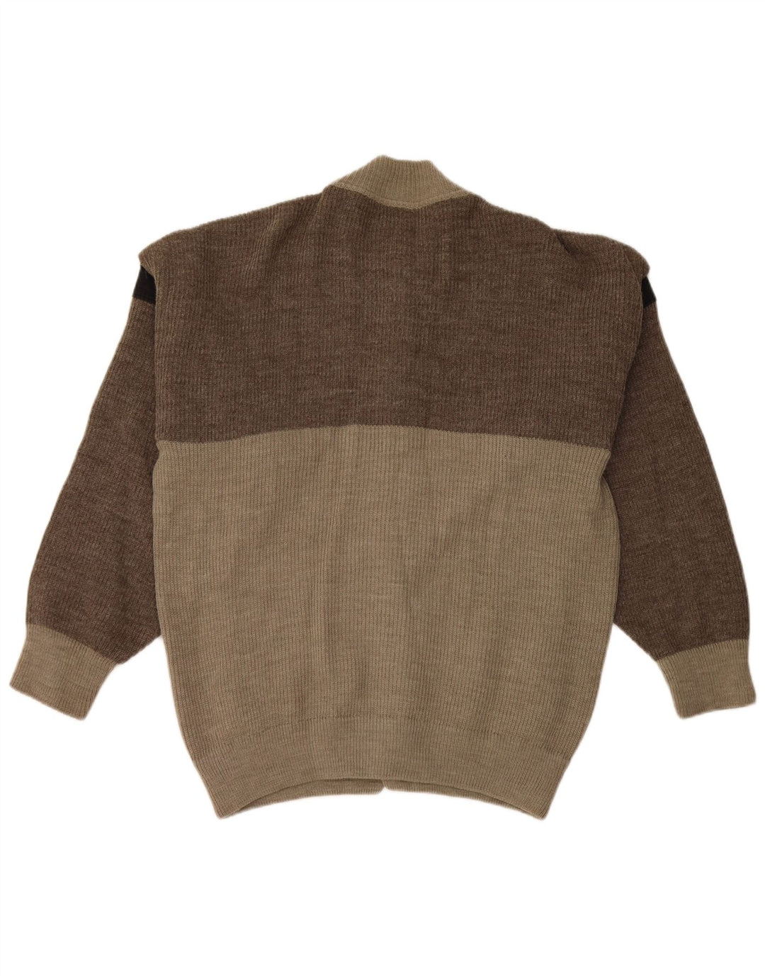 Vintage Herren-Cardigan-Pullover, groß, grau, Farbblock